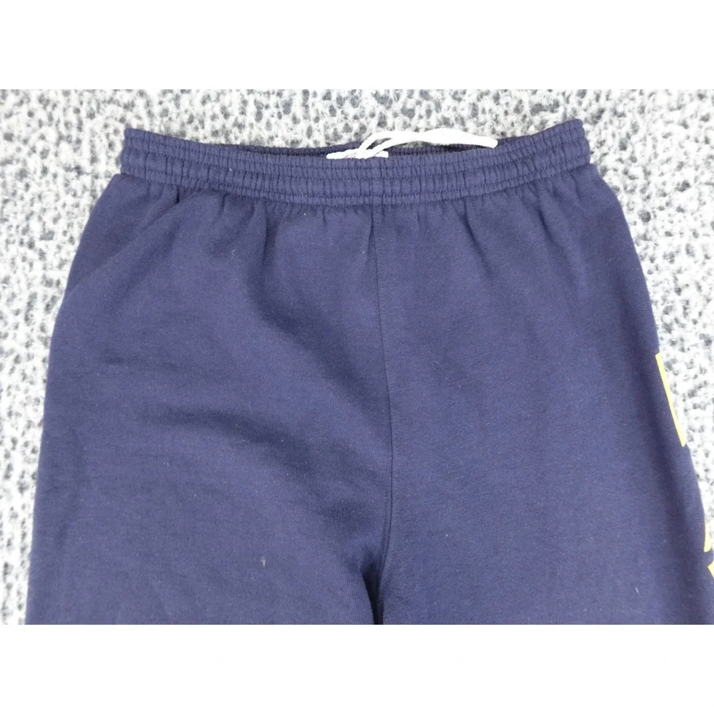 Soffe Navy Graphic Sweatpants Joggers Yellow Print Drawstring Elastic Medium‎